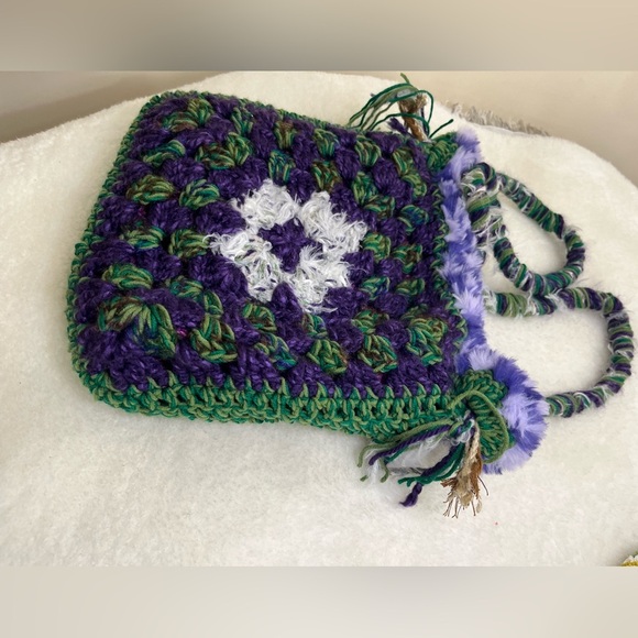 Handcrafted Green and Purple Crochet Bag - Picture 12 of 12